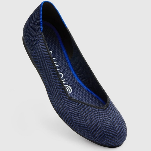 Rothy’s 7.5 Retired Midnight Metallic Herringbone Subtle Glitter Round Toe Flats - Picture 1 of 10